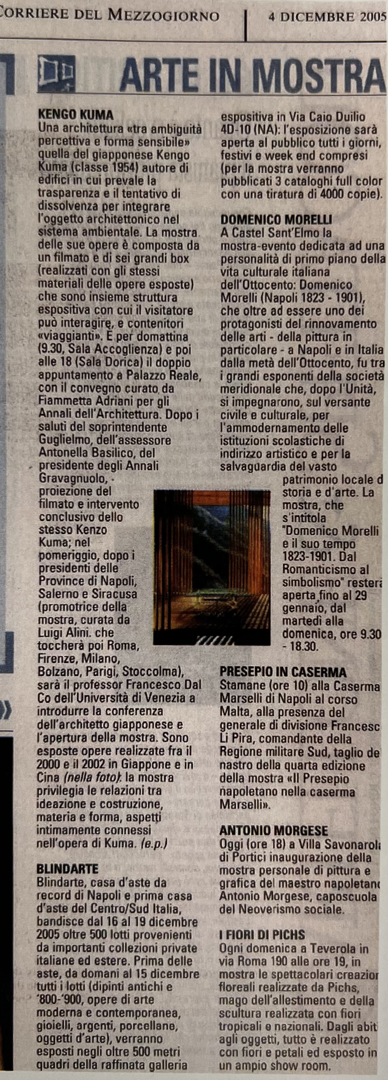 Corriere del Mezzogiorno, 4/12/2005 - Arte in mostra. 