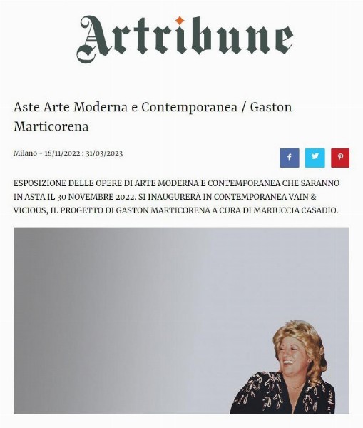 Articolo da Artribune del 19 novembre 2022