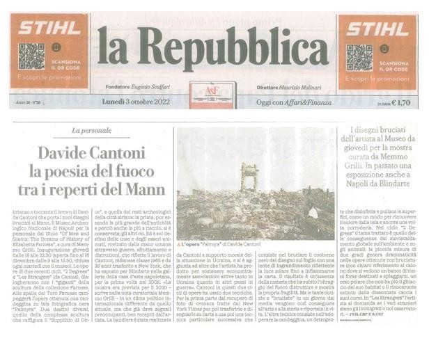 Articolo da La Repubblica del 3 ottobre 2022