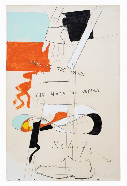 Mario Schifano, This is the hand that holds the needle, 1965 | Aggiudicato a 32.500€