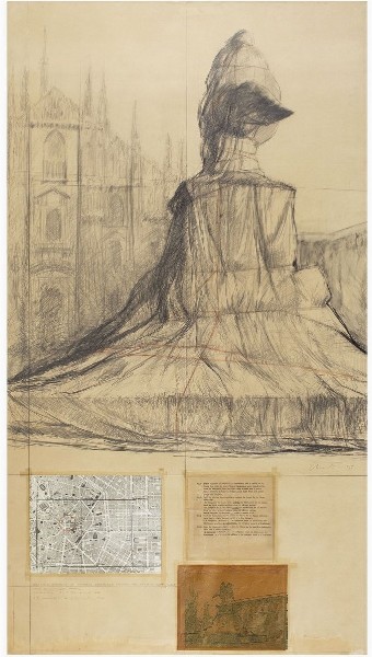 Christo - Wrapped monument to Vittorio Emanuele (Project for Piazza del Duomo - Milano), 1970 | Aggiudicato a 110.000€