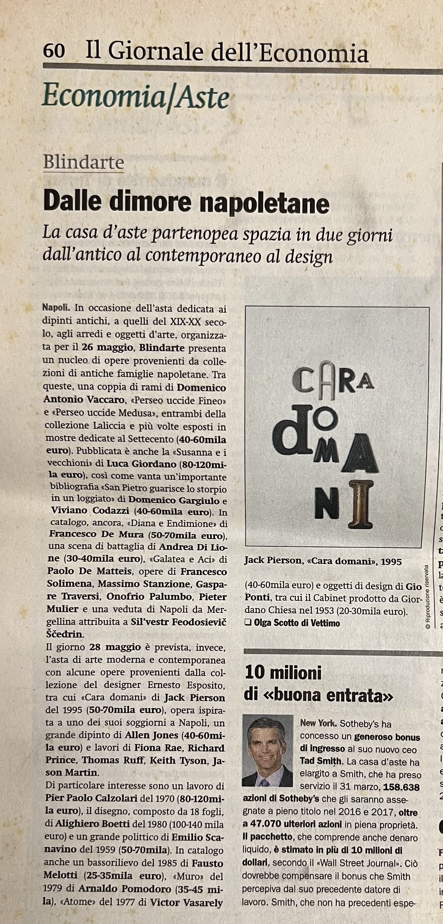 Il Giornalde dell'Arte, N.353 Maggio 2015 - Dalle dimore napoletane. La casa d'aste partenopea spazia  [..]